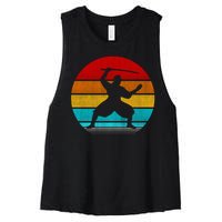 Retro Vintage Ninja Women's Racerback Cropped Tank