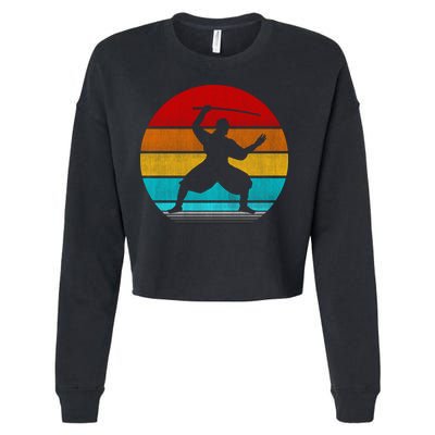Retro Vintage Ninja Cropped Pullover Crew