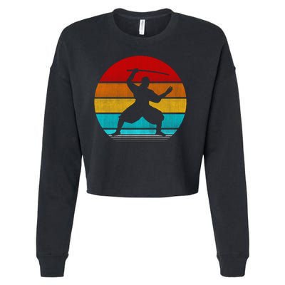 Retro Vintage Ninja Cropped Pullover Crew