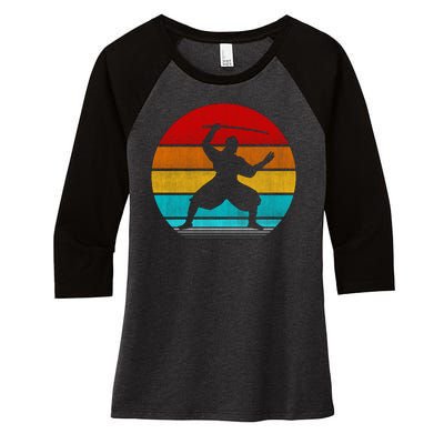 Retro Vintage Ninja Women's Tri-Blend 3/4-Sleeve Raglan Shirt