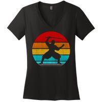 Retro Vintage Ninja Women's V-Neck T-Shirt