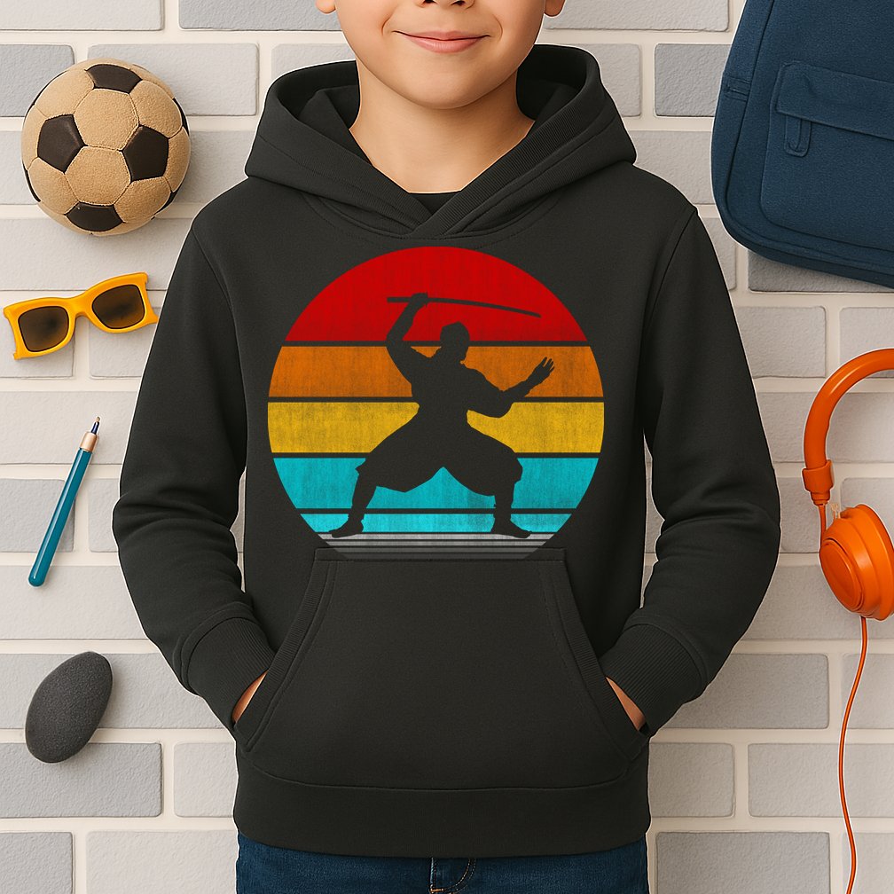 Retro Vintage Ninja Kids Hoodie