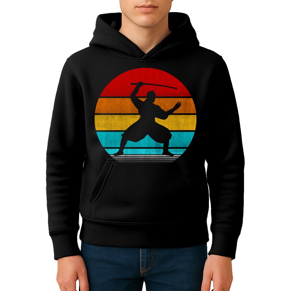 Retro Vintage Ninja Kids Hoodie