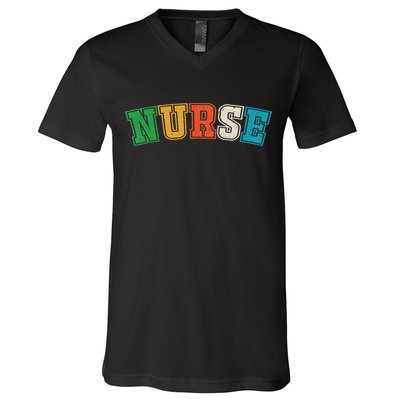 retro vintage Nurse, registred Nurse, LPN and nurse school V-Neck T-Shirt