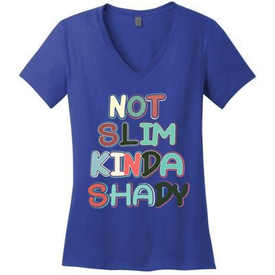 Retro Vintage Not Slim Kinda Shady Funny Workout Funny Gift Women's V-Neck T-Shirt