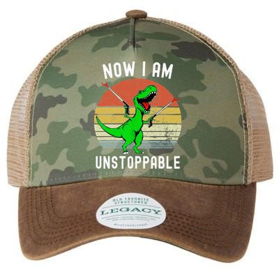 Retro Vintage Now I Am Unstoppable Trex Funny TRex Legacy Tie Dye Trucker Hat