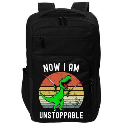 Retro Vintage Now I Am Unstoppable Trex Funny TRex Impact Tech Backpack