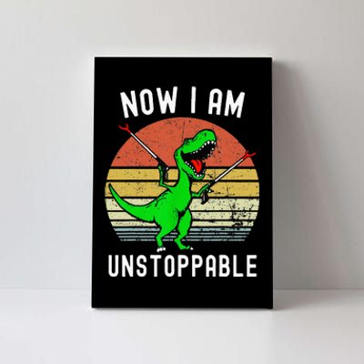 Retro Vintage Now I Am Unstoppable Trex Funny TRex Canvas