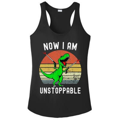 Retro Vintage Now I Am Unstoppable Trex Funny TRex Ladies PosiCharge Competitor Racerback Tank