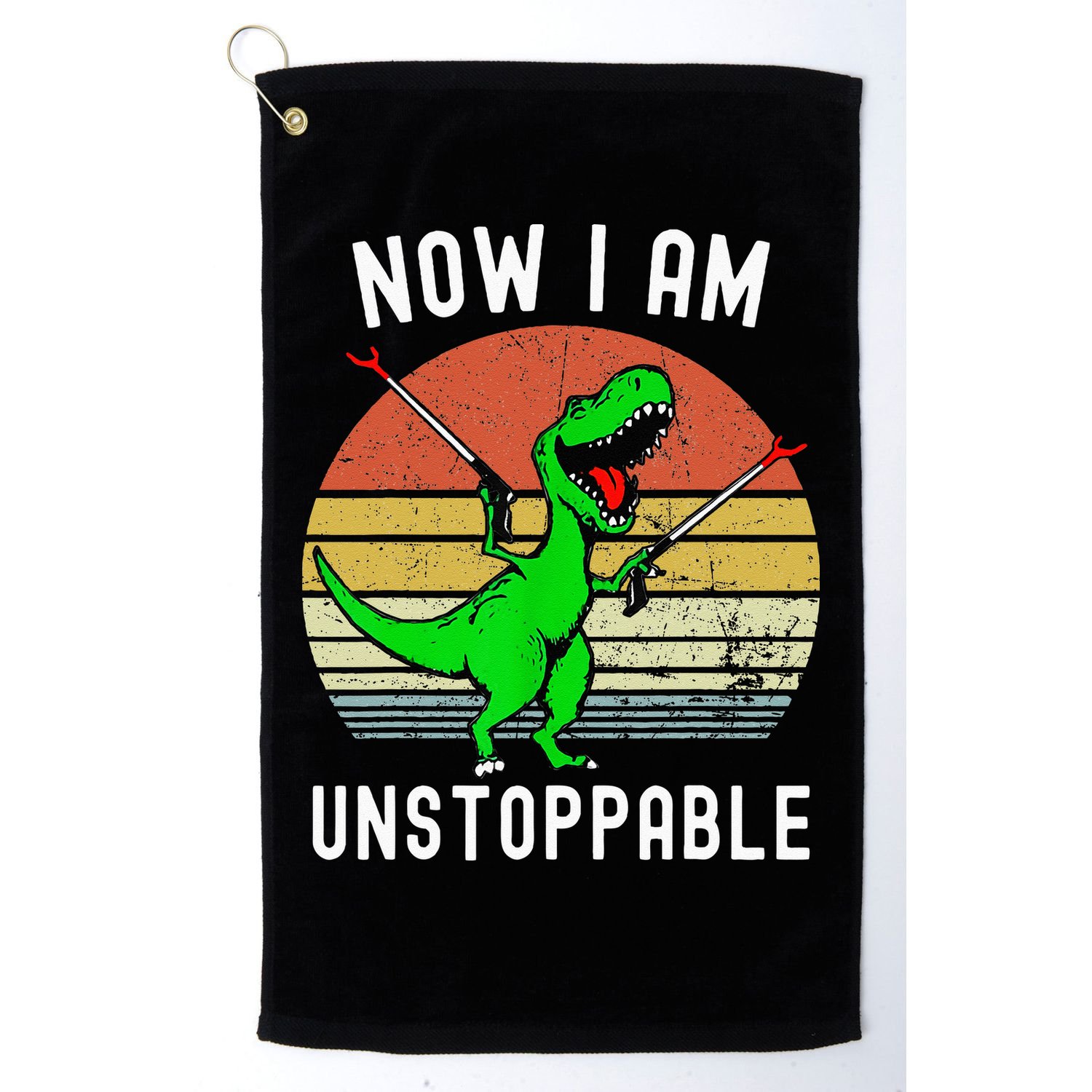Retro Vintage Now I Am Unstoppable Trex Funny TRex Golf Towel