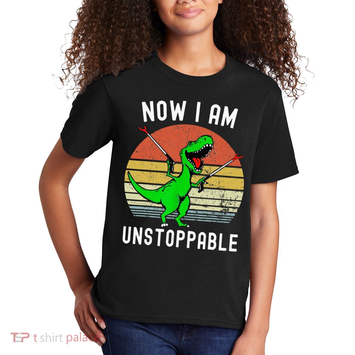 Retro Vintage Now I Am Unstoppable Trex Funny TRex Kids T-Shirt