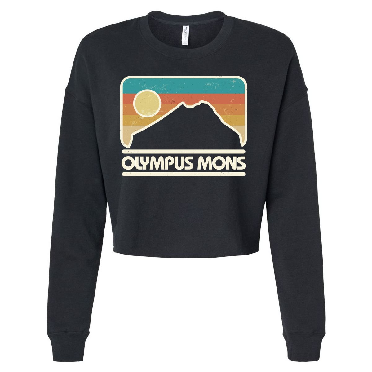 Retro Vintage Olympus Mons Mars Volcano Cropped Pullover Crew