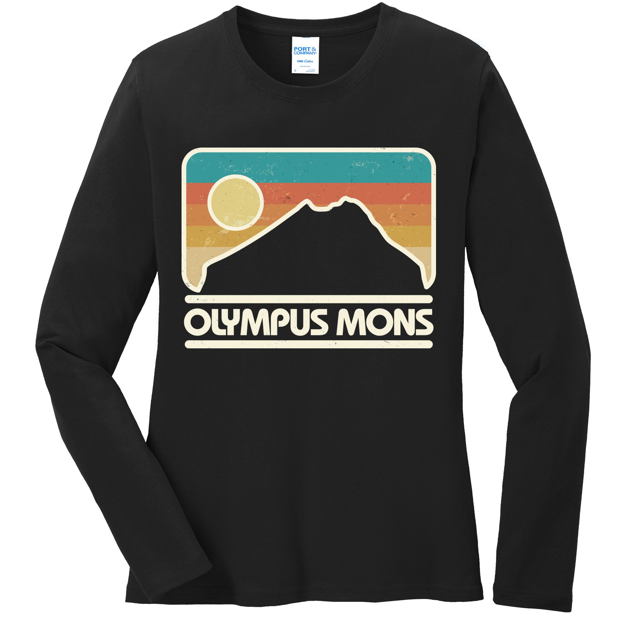 Retro Vintage Olympus Mons Mars Volcano Ladies Long Sleeve Shirt