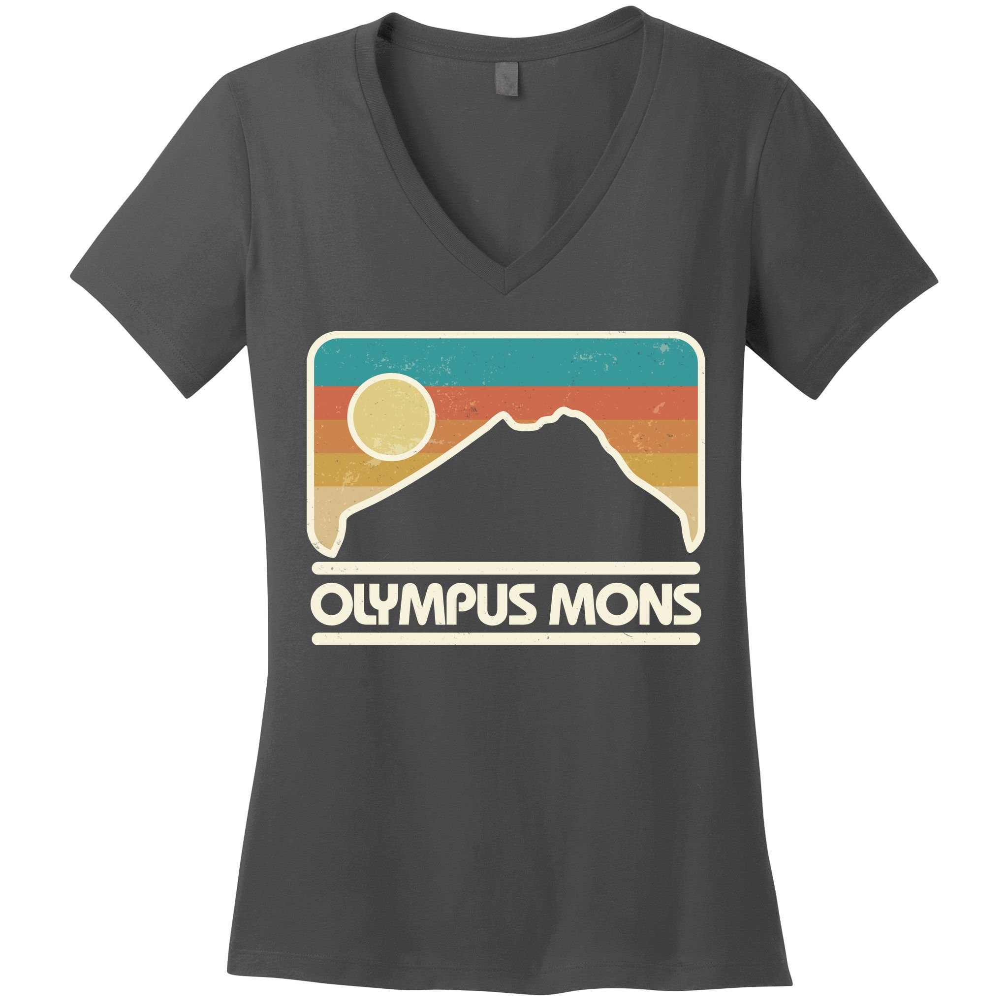 Retro Vintage Olympus Mons Mars Volcano Women's V-Neck T-Shirt