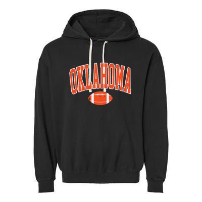 Retro Vintage Oklahoma Football Distressed Gifts Garment-Dyed Fleece Hoodie