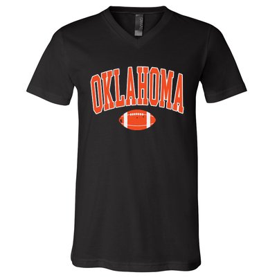 Retro Vintage Oklahoma Football Distressed Gifts V-Neck T-Shirt