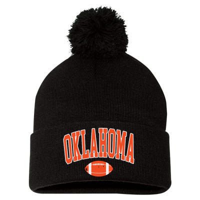 Retro Vintage Oklahoma Football Distressed Gifts Pom Pom 12in Knit Beanie