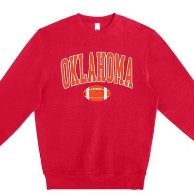 Retro Vintage Oklahoma Football Distressed Gifts Premium Crewneck Sweatshirt