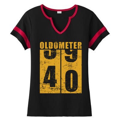 Retro Vintage Oldometer 40 Years Old Ladies Halftime Notch Neck Tee