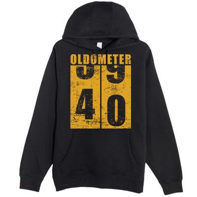 Retro Vintage Oldometer 40 Years Old Premium Pullover Hoodie