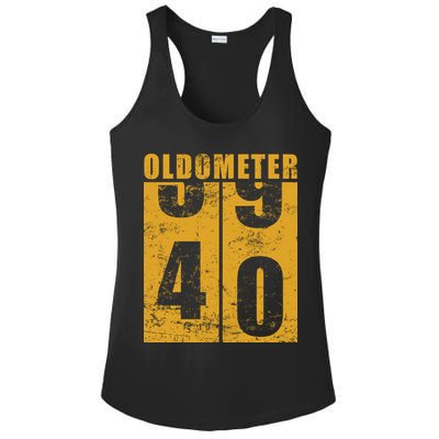 Retro Vintage Oldometer 40 Years Old Ladies PosiCharge Competitor Racerback Tank