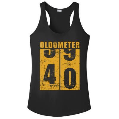 Retro Vintage Oldometer 40 Years Old Ladies PosiCharge Competitor Racerback Tank