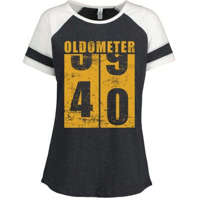 Retro Vintage Oldometer 40 Years Old Enza Ladies Jersey Colorblock Tee