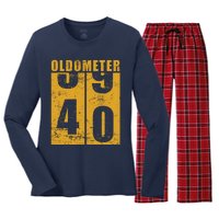 Retro Vintage Oldometer 40 Years Old Women's Long Sleeve Flannel Pajama Set 