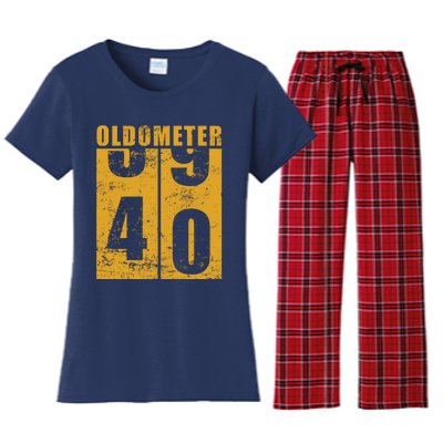 Retro Vintage Oldometer 40 Years Old Women's Flannel Pajama Set