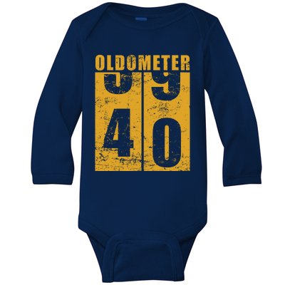 Retro Vintage Oldometer 40 Years Old Baby Long Sleeve Bodysuit