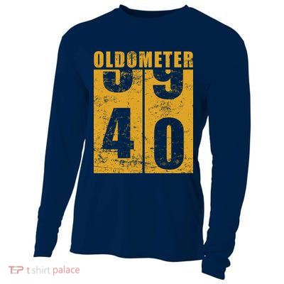 Retro Vintage Oldometer 40 Years Old Cooling Performance Long Sleeve Crew