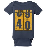 Retro Vintage Oldometer 40 Years Old Baby Bodysuit