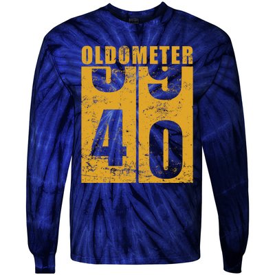 Retro Vintage Oldometer 40 Years Old Tie-Dye Long Sleeve Shirt