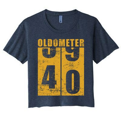 Retro Vintage Oldometer 40 Years Old Women's Crop Top Tee