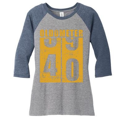 Retro Vintage Oldometer 40 Years Old Women's Tri-Blend 3/4-Sleeve Raglan Shirt