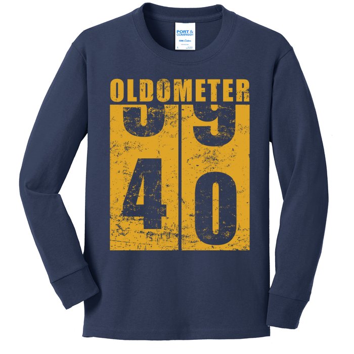 Retro Vintage Oldometer 40 Years Old Kids Long Sleeve Shirt