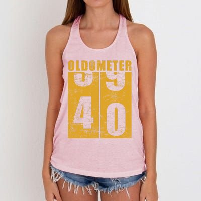 Retro Vintage Oldometer 40 Years Old Women's Knotted Racerback Tank