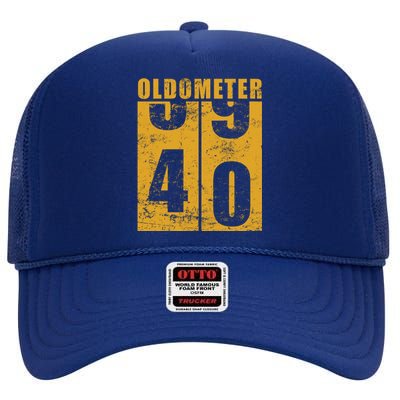 Retro Vintage Oldometer 40 Years Old High Crown Mesh Back Trucker Hat