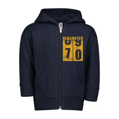 Retro Vintage Oldometer 70 Years Old Toddler Zip Fleece Hoodie