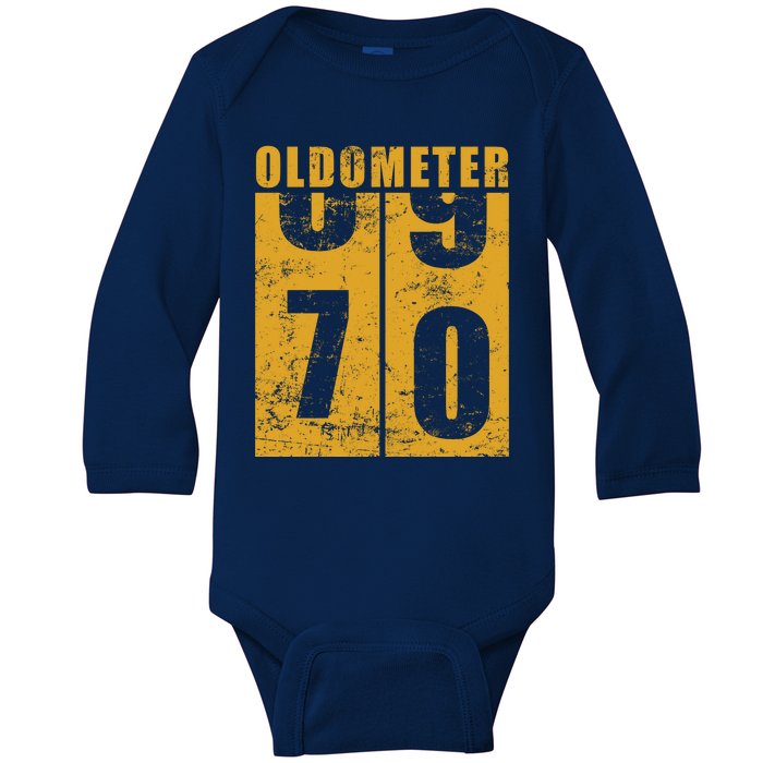 Retro Vintage Oldometer 70 Years Old Baby Long Sleeve Bodysuit