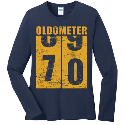 Retro Vintage Oldometer 70 Years Old Ladies Long Sleeve Shirt