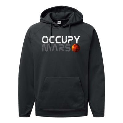 Retro Vintage Occupy Mars Space Explorer Gift Performance Fleece Hoodie