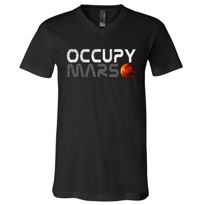 Retro Vintage Occupy Mars Space Explorer Gift V-Neck T-Shirt