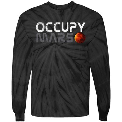 Retro Vintage Occupy Mars Space Explorer Gift Tie-Dye Long Sleeve Shirt