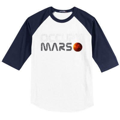 Retro Vintage Occupy Mars Space Explorer Gift Baseball Sleeve Shirt