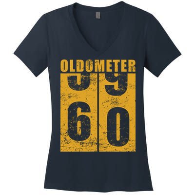 Retro Vintage Oldometer 60 Years Old Women's V-Neck T-Shirt