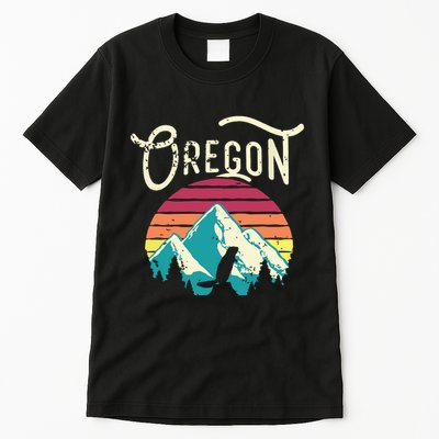 Retro Vintage Oregon Or Mountains Beaver Tall T-Shirt