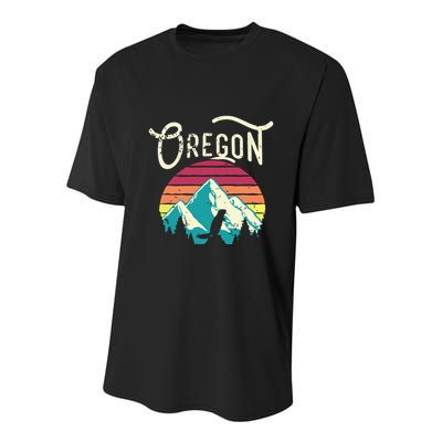 Retro Vintage Oregon Or Mountains Beaver Youth Performance Sprint T-Shirt