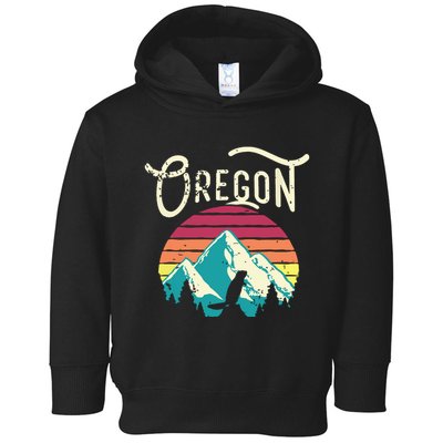 Retro Vintage Oregon Or Mountains Beaver Toddler Hoodie