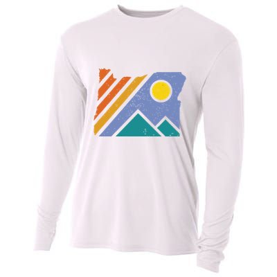 Retro Vintage Oregon Throwback Mountains And Gift Cooling Performance Long Sleeve Crew